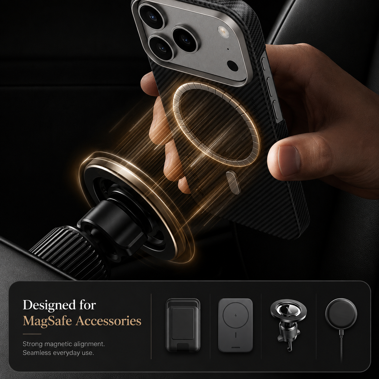 Premium Luxury iPhone Case Aramid Fiber Slim Hard Cover Military Grade Shockproof Matte Black Anti Fingerprint Durable Protective Design Finish