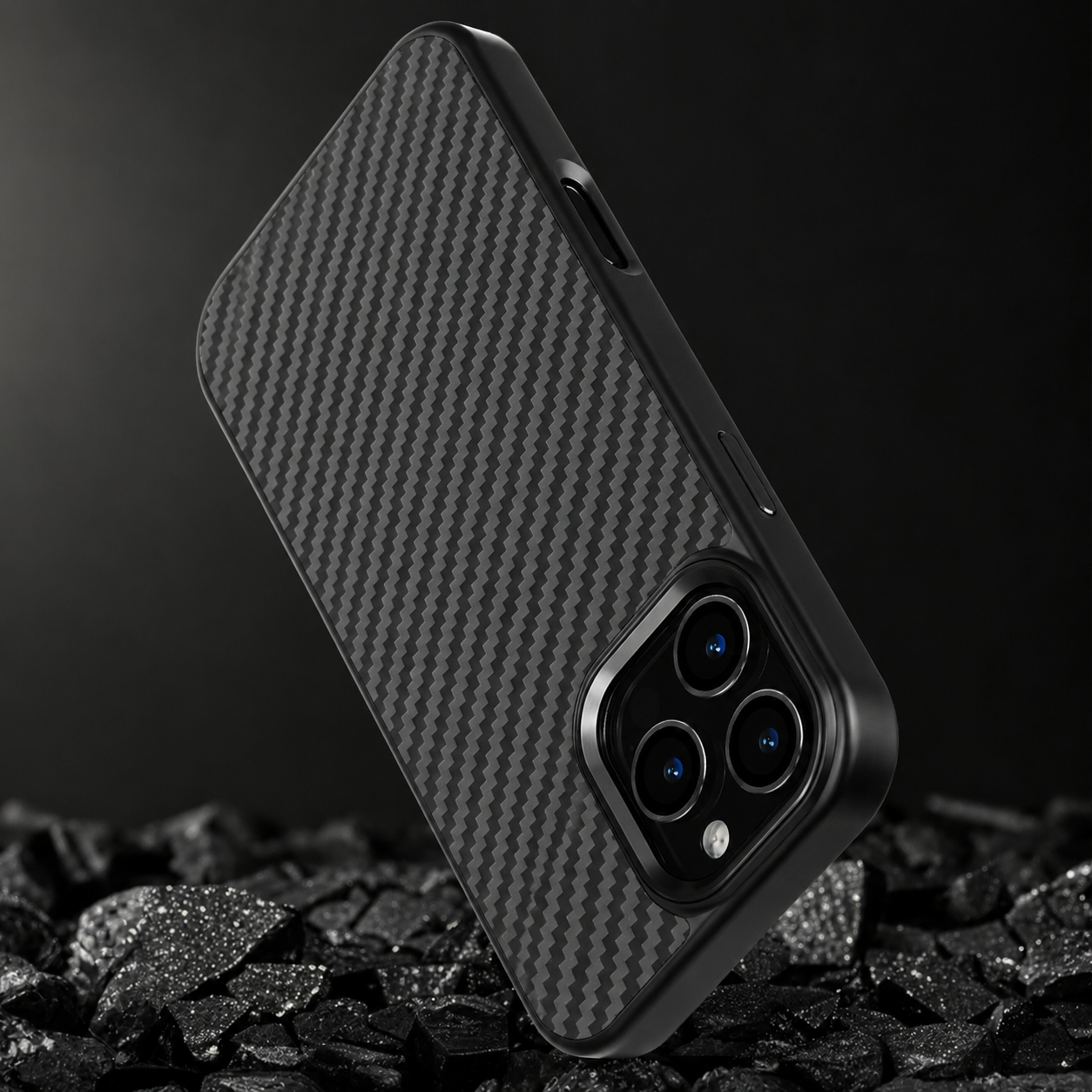 Premium Luxury iPhone Case Carbon Fiber Aramid Armor Cover Metal Frame Shockproof Full Coverage Wireless Charging Protective Durable Design Finish