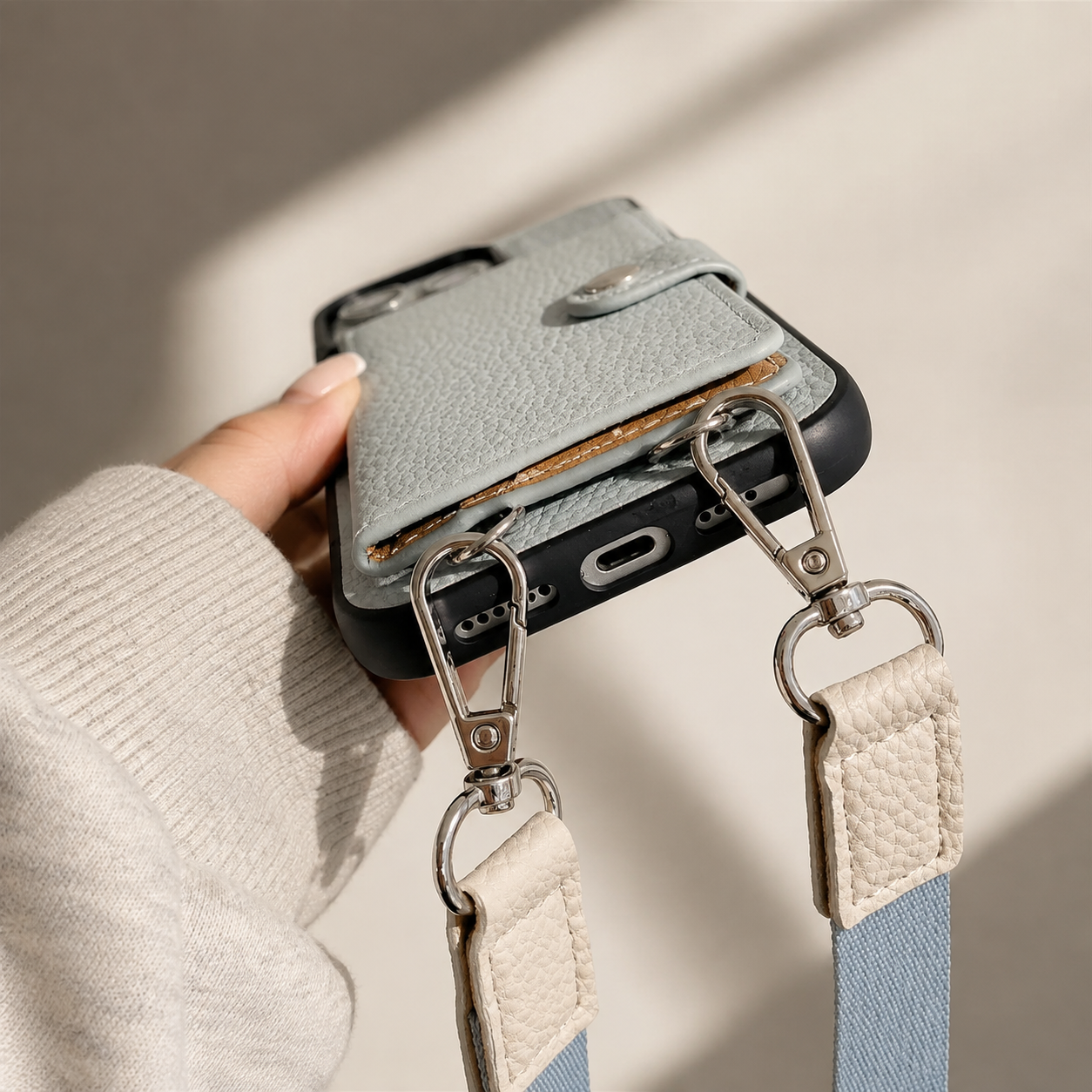 Premium Luxury iPhone Case Crossbody Wallet Cover PU Leather Card Holder Coin Pocket RFID Protection Shoulder Strap Shockproof Full Protection Slim Design Finish