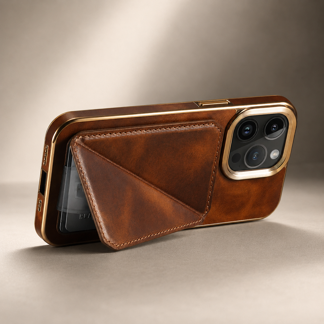 Premium Luxury iPhone Case Genuine Cowhide Leather Wallet Cover Magnetic Card Holder Metal Frame Shockproof Full Body Protection Slim Design Finish