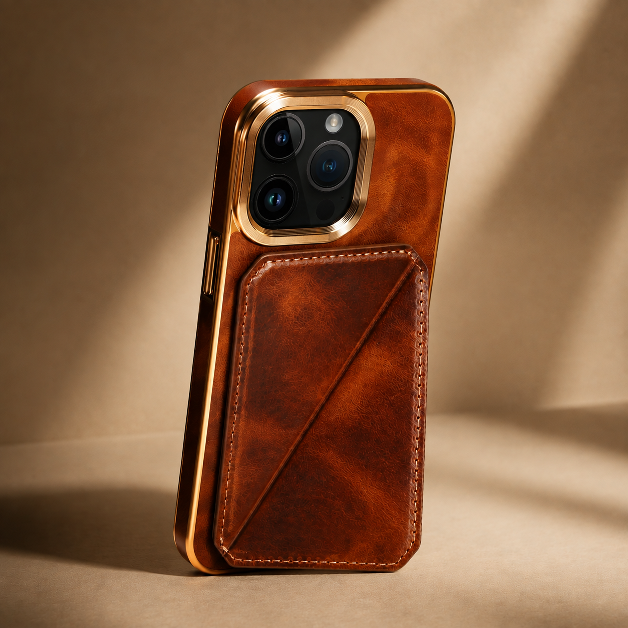 Premium Luxury iPhone Case Genuine Cowhide Leather Wallet Cover Magnetic Card Holder Metal Frame Shockproof Full Body Protection Slim Design Finish
