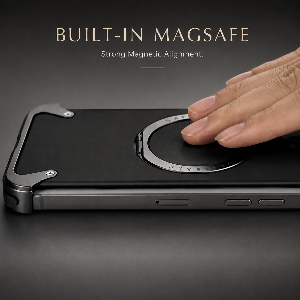 Premium Luxury iPhone Case Genuine Leather MagSafe Compatible Magnetic Cover Rotating Ring Stand Shockproof Frameless Slim Design Finish