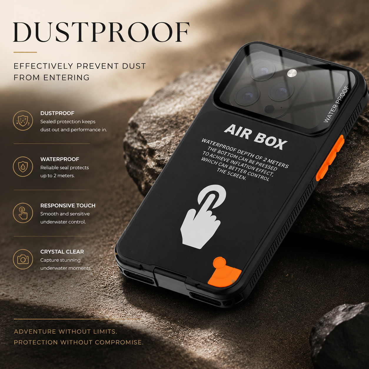 Premium Luxury iPhone Case IP68 Waterproof Cover Full Body Sealed Shockproof Dustproof Protective Outdoor Design Heavy Duty Durable Finish Style