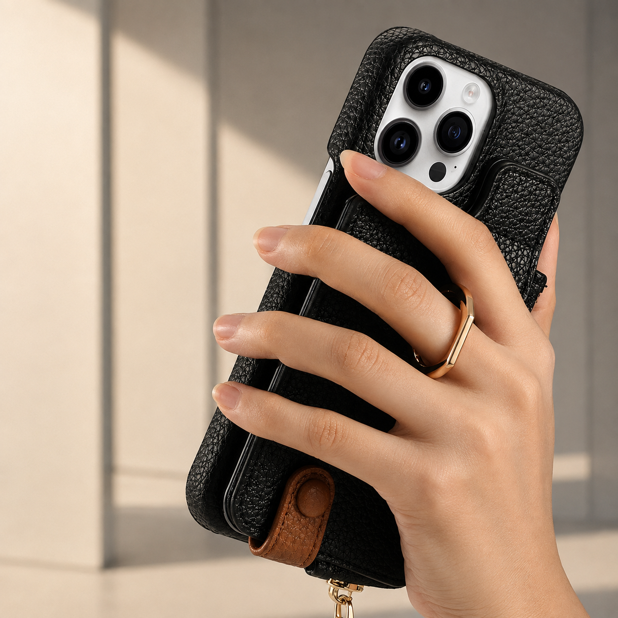Premium Luxury iPhone Case Leather Zipper Wallet Cover Card Holder Ring Kickstand Magnetic Closure Shockproof Full Body Protection Slim Design Finish