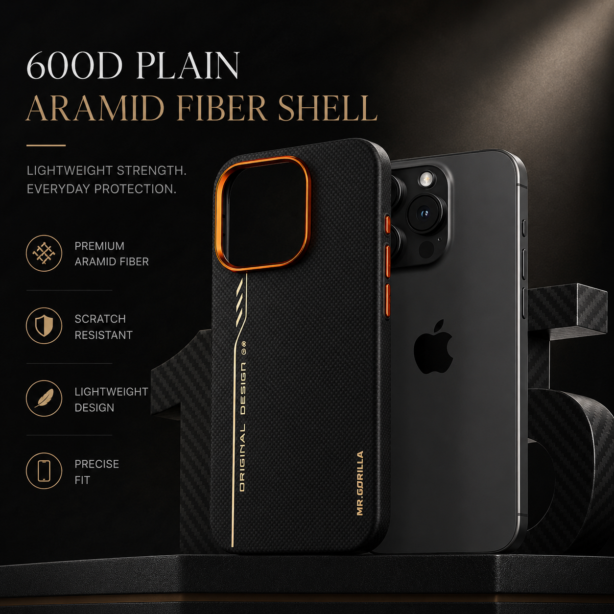 Premium Luxury iPhone Case MagSafe Compatible 600D Kevlar Aramid Fiber Cover Magnetic Shockproof Half Wrapped Anti Fingerprint Protective Durable Design Finish