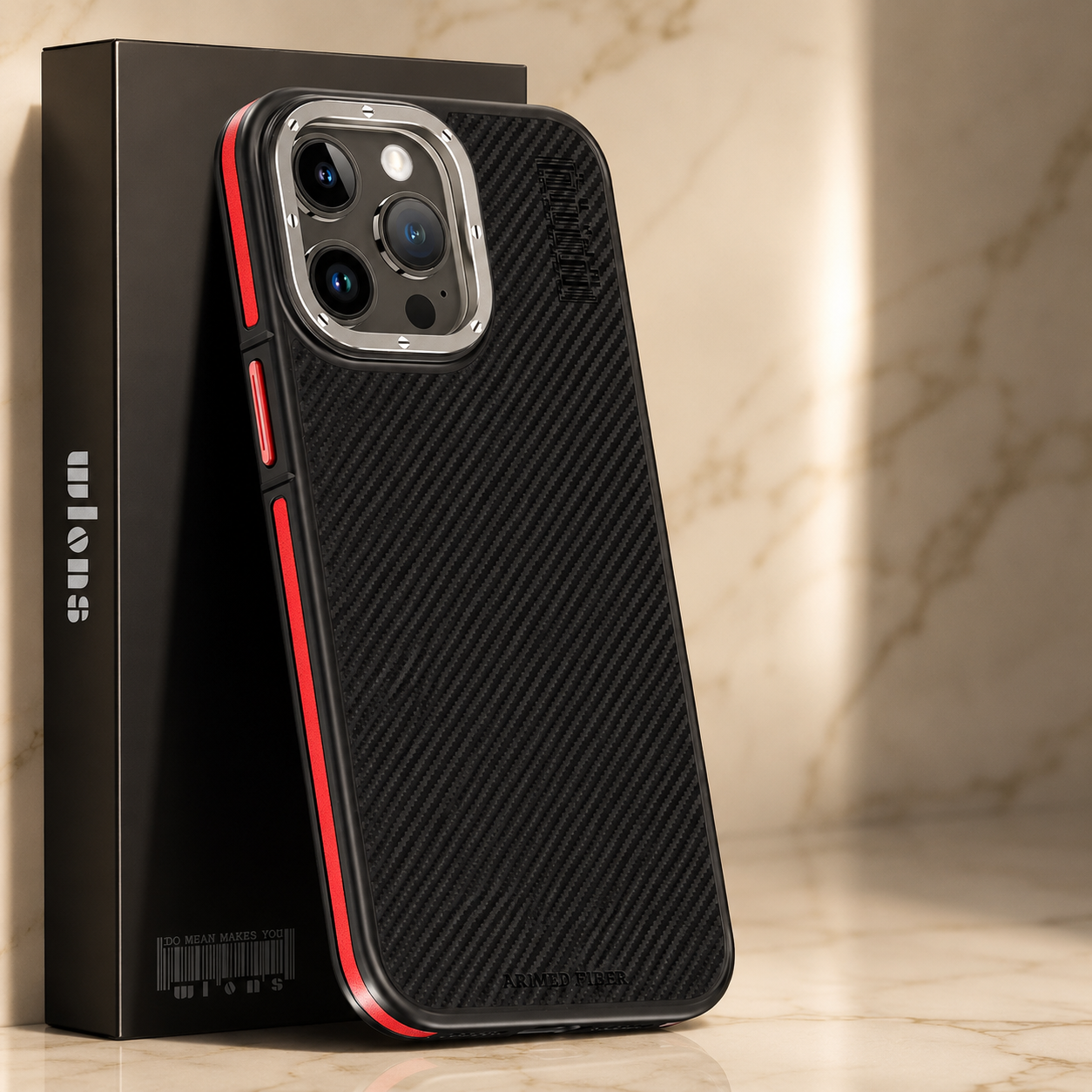 Premium Luxury iPhone Case MagSafe Compatible 600D Kevlar Carbon Fiber Cover Metal Camera Ring Dual Layer Shockproof Half Wrapped Protective Durable Design Finish