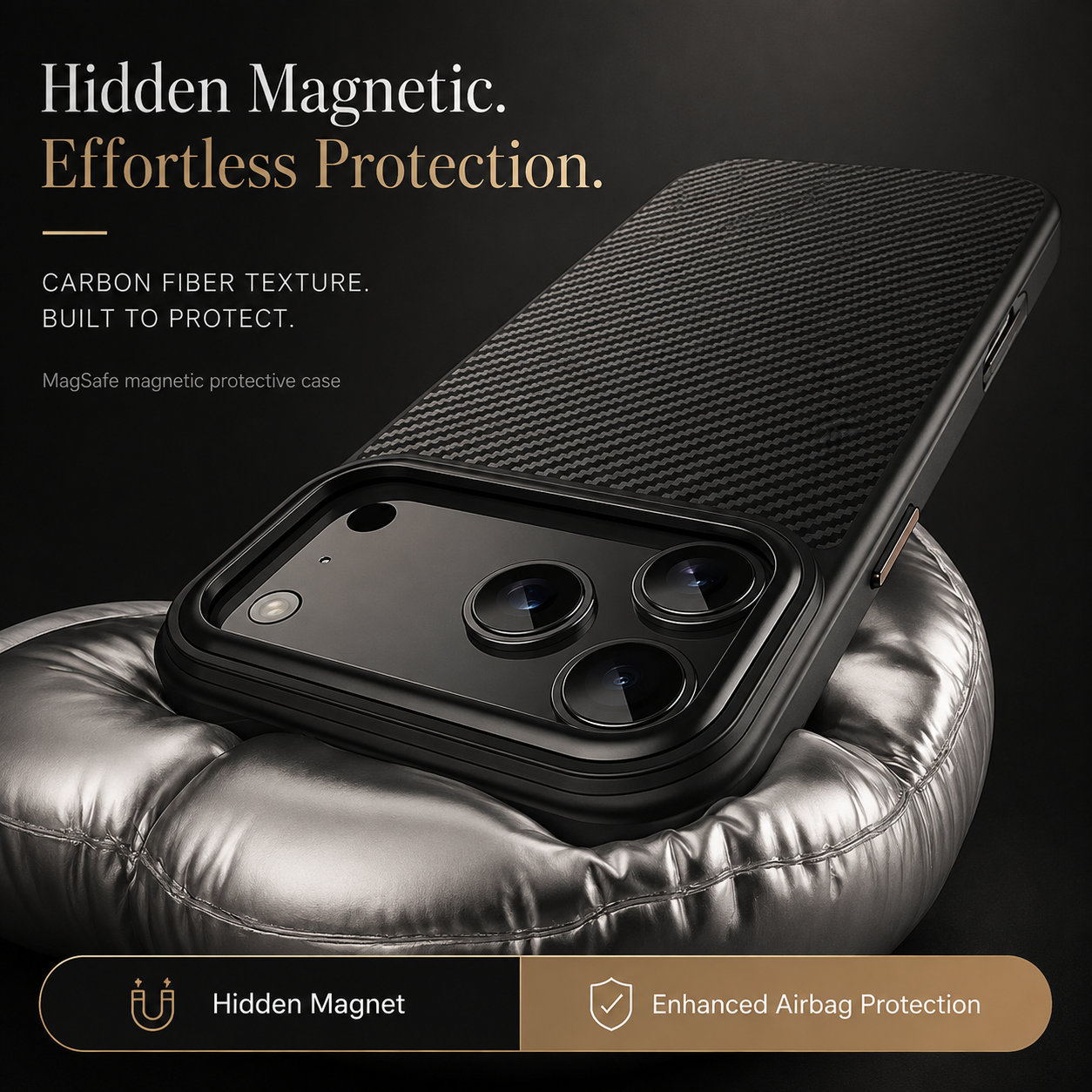 Premium Luxury iPhone Case MagSafe Compatible 600D Kevlar Carbon Fiber Cover TPU PC Hybrid Shockproof Anti Fingerprint Protective Durable Design