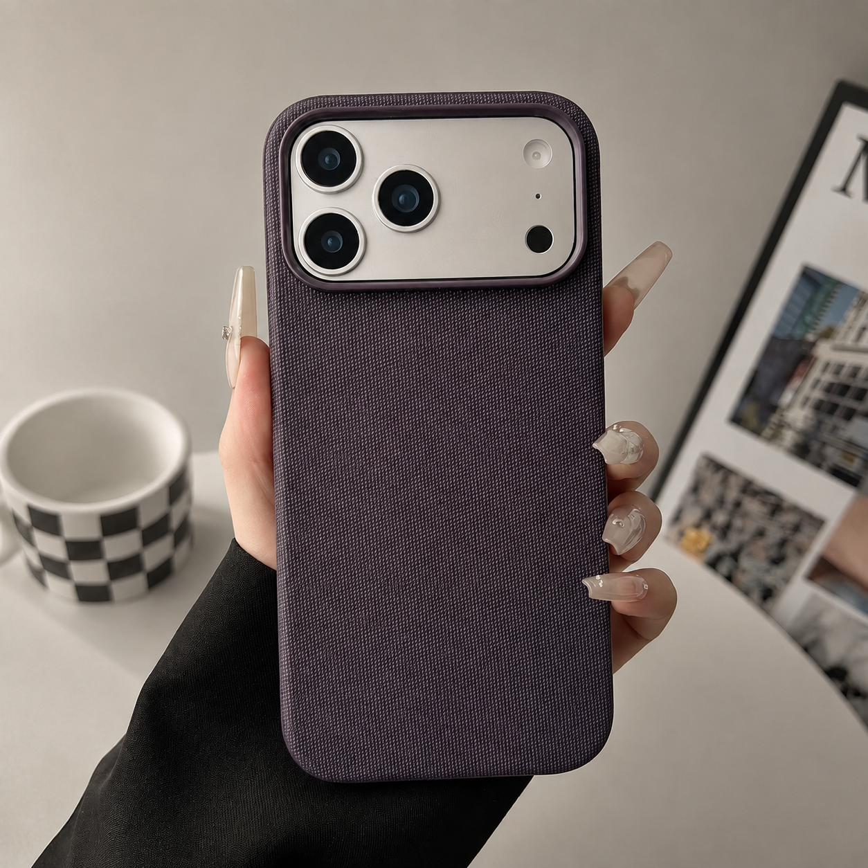 Premium Luxury iPhone Case MagSafe Compatible Business Cover Wireless Charging Full Protection Polyester Fiber Durable Protective Design Finish