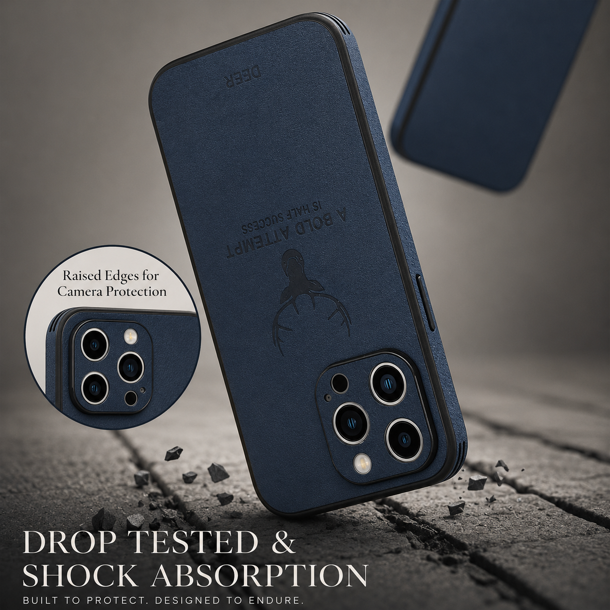 Premium Luxury iPhone Case MagSafe Compatible Canvas Texture Deer Design Cover Shockproof Bumper Frame Camera Protection Slim Protective Design Finish