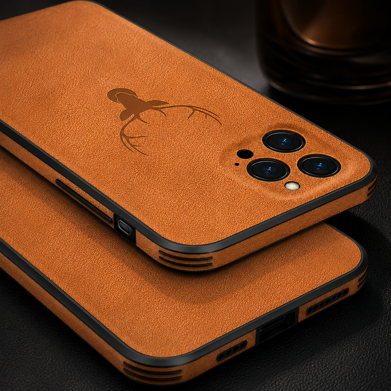 Premium Luxury iPhone Case MagSafe Compatible Canvas Texture Deer Design Cover Shockproof Bumper Frame Camera Protection Slim Protective Design Finish