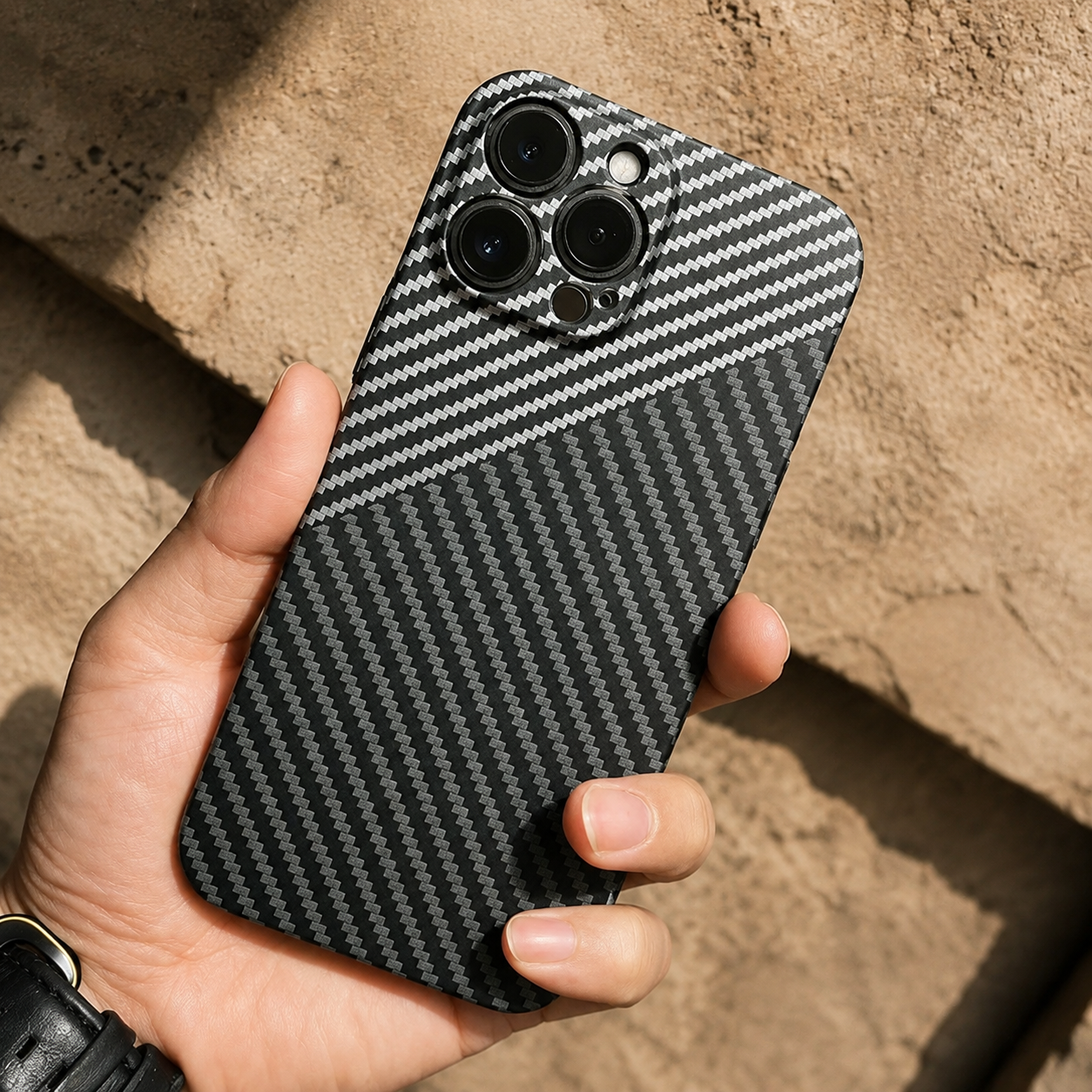 Premium Luxury iPhone Case MagSafe Compatible Carbon Fiber Texture Matte Cover Hard PC Shockproof Camera Protection Ultra Thin Slim Durable Design Finish