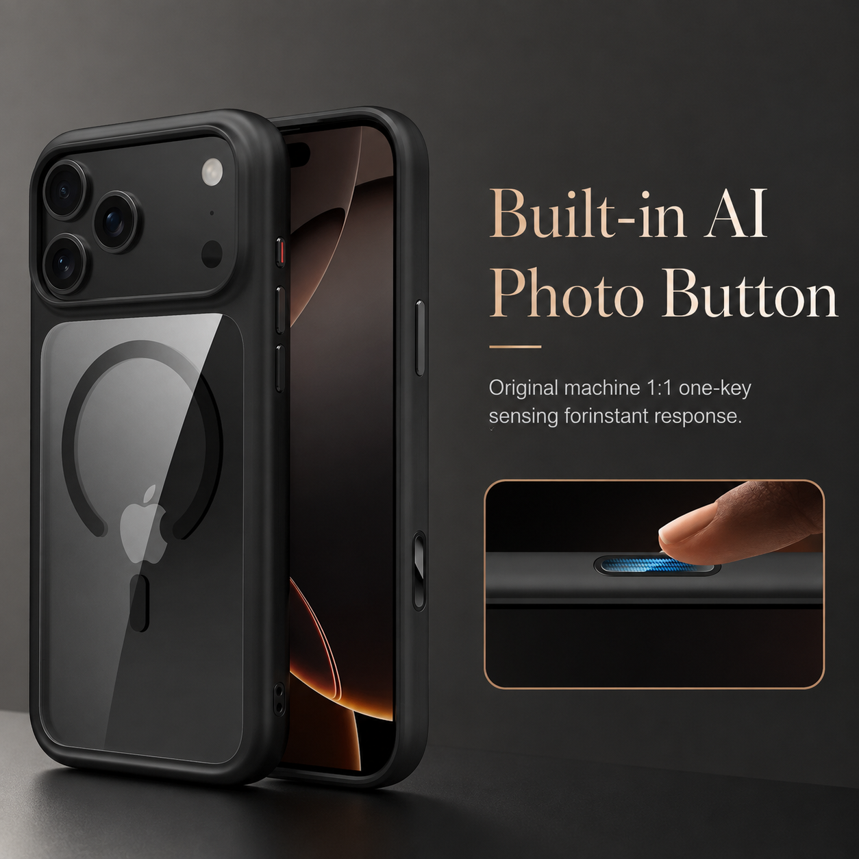 Premium Luxury iPhone Case MagSafe Compatible Clear Armor Cover AI Camera Button Shockproof Anti Scratch Full Protection Durable Protective Design