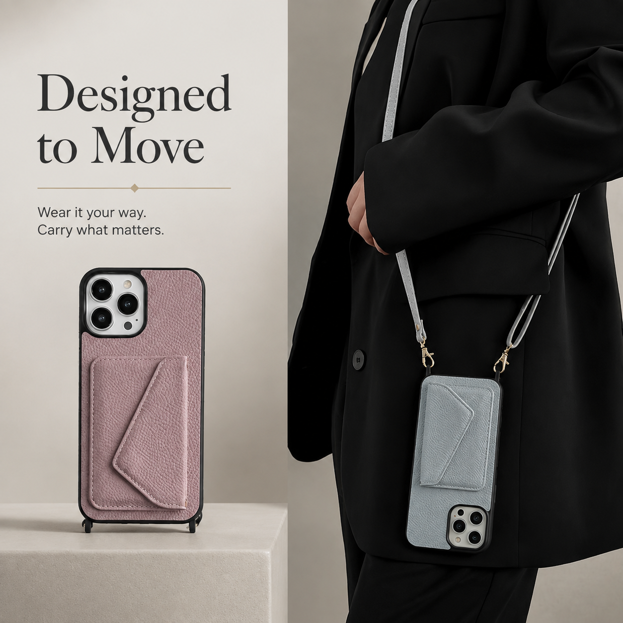 Premium Luxury iPhone Case MagSafe Compatible Crossbody Wallet Leather Cover Card Holder Strap Shockproof Camera Protection Slim Design Finish