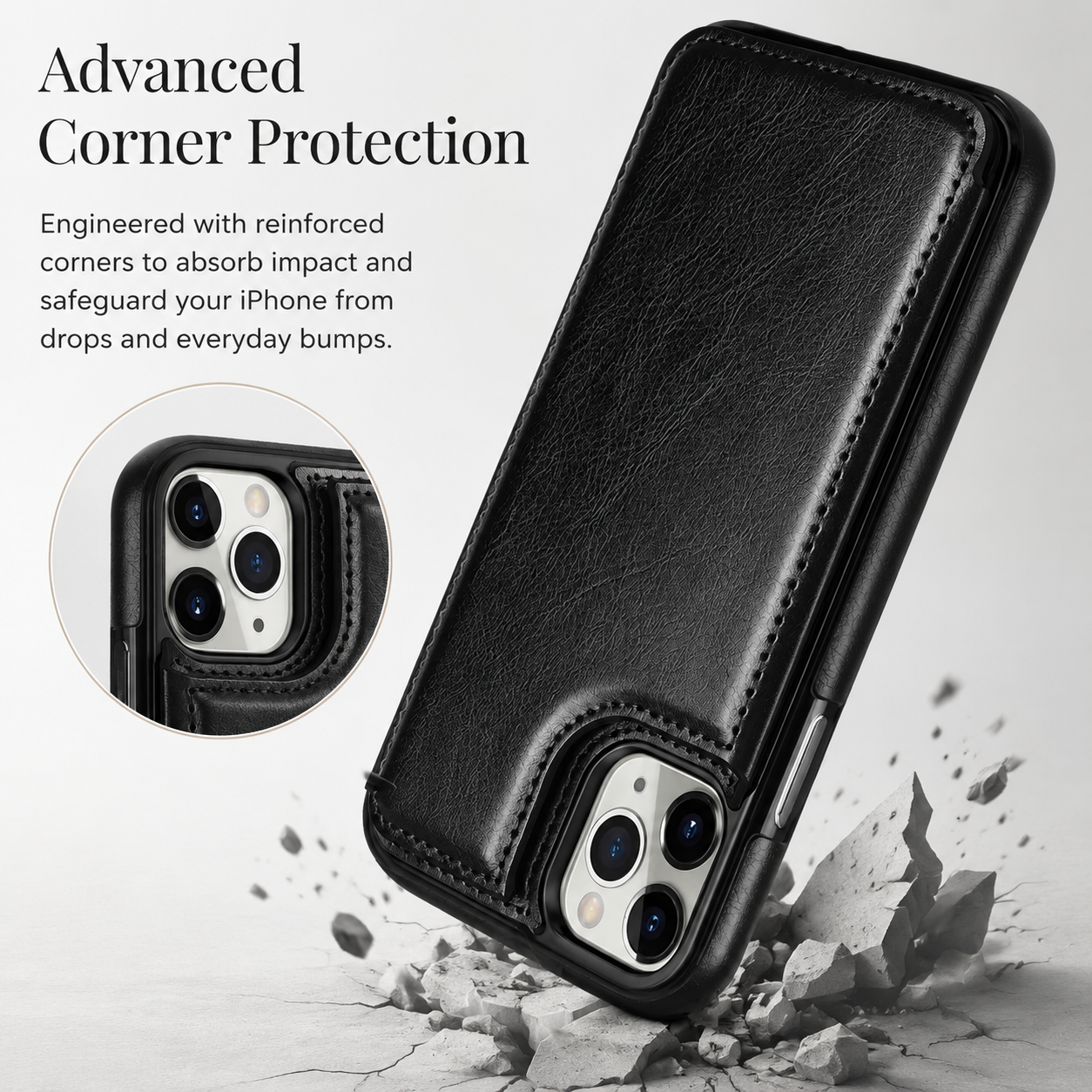 Premium Luxury iPhone Case MagSafe Compatible Flip Wallet Leather Cover RFID Blocking Card Holder Magnetic Closure Kickstand Shockproof Protective Design Finish