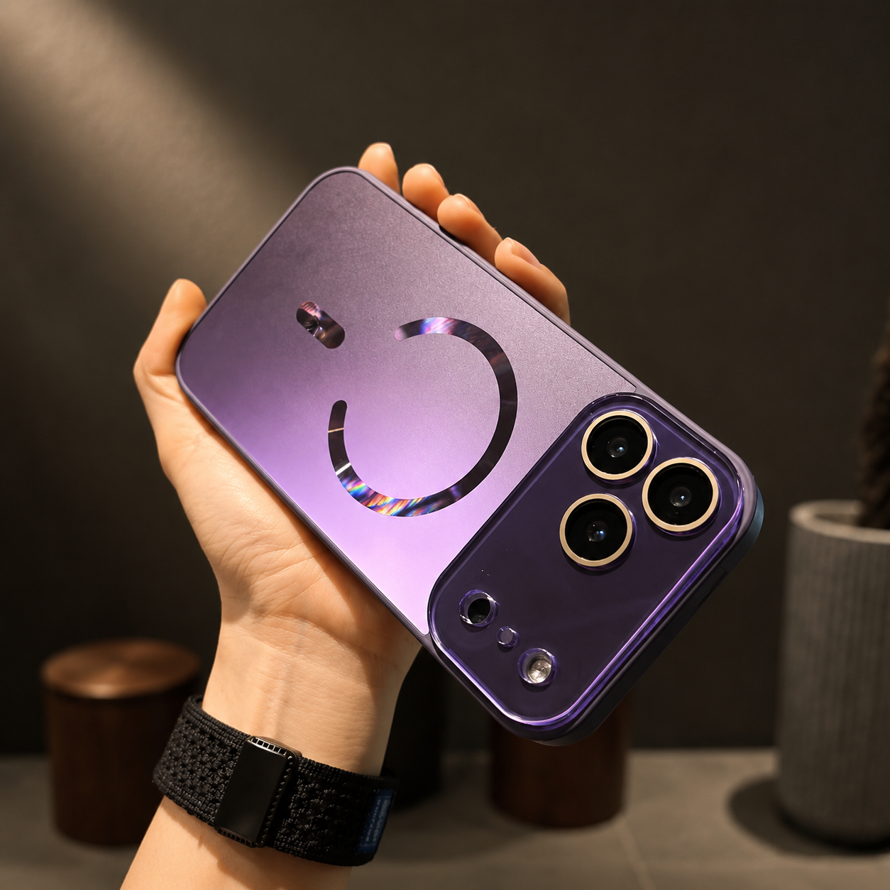 Premium Luxury iPhone Case MagSafe Compatible Flowing Light Big Window Magnetic Shockproof Cover Lightweight Full Protection Anti Scratch Durable Design