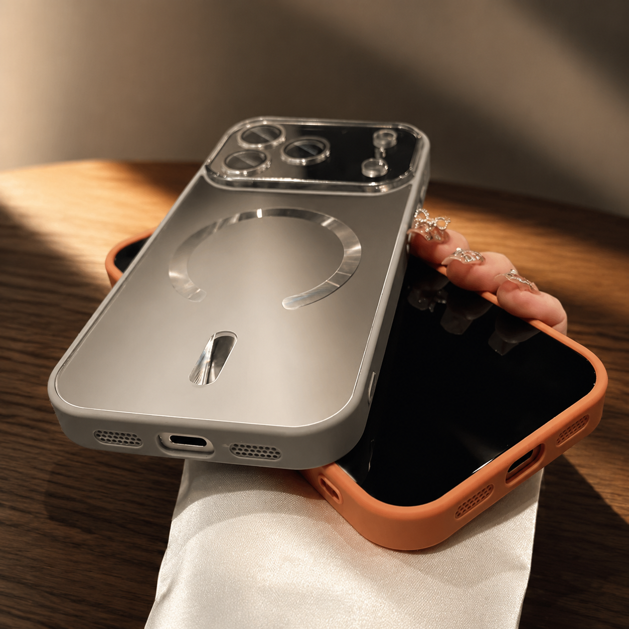 Premium Luxury iPhone Case MagSafe Compatible Flowing Light Big Window Magnetic Shockproof Cover Lightweight Full Protection Anti Scratch Durable Design