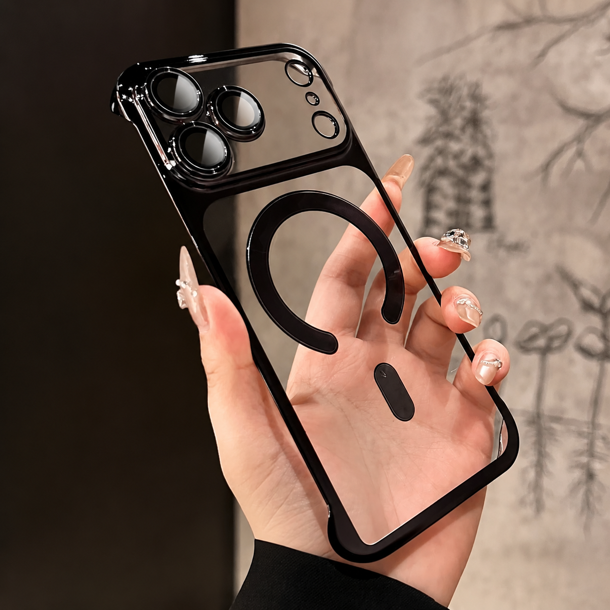Premium Luxury iPhone Case MagSafe Compatible Frameless Transparent PC Cover Borderless Camera Protection Anti Fingerprint Anti Scratch Durable Design