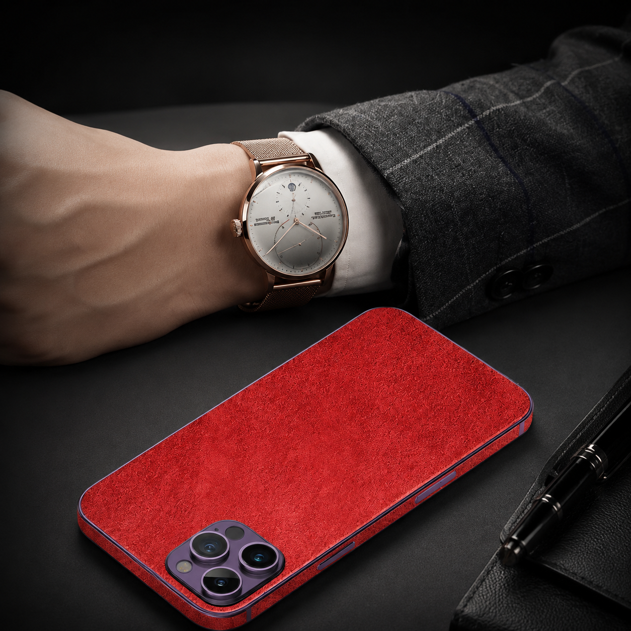 Premium Luxury iPhone Case MagSafe Compatible Genuine Leather Cover Strap Design Shockproof Camera Protection Slim Carry Durable Design Finish