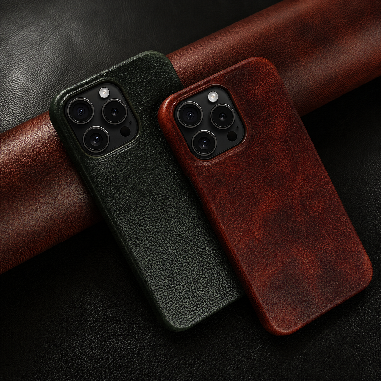 Premium Luxury iPhone Case MagSafe Compatible Genuine Leather Cover Strap Design Shockproof Camera Protection Slim Carry Durable Design Finish