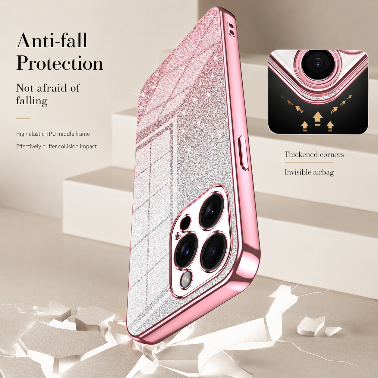 Premium Luxury iPhone Case MagSafe Compatible Glitter TPU Cover Shockproof Camera Lens Protection Slim Protective Durable Design Finish Style Matte