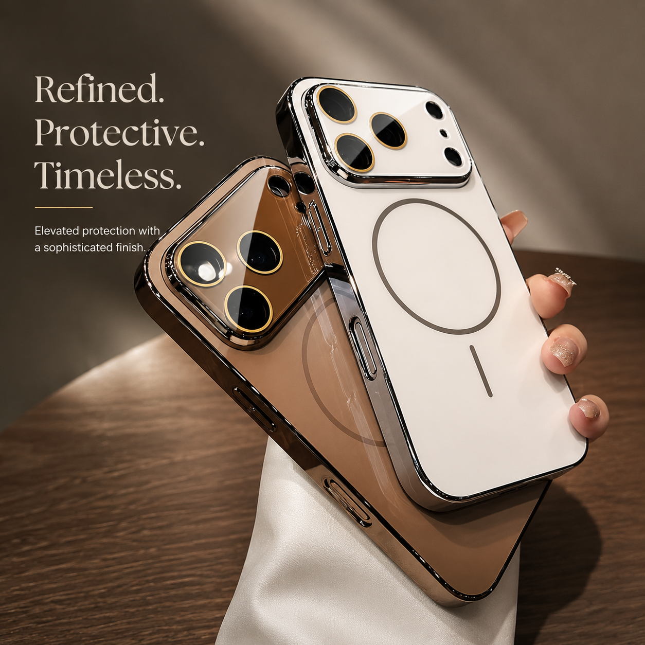 Premium Luxury iPhone Case MagSafe Compatible Hard PC Cover Tempered Glass Camera Protection Shockproof Anti Fingerprint Color Collision Durable Design
