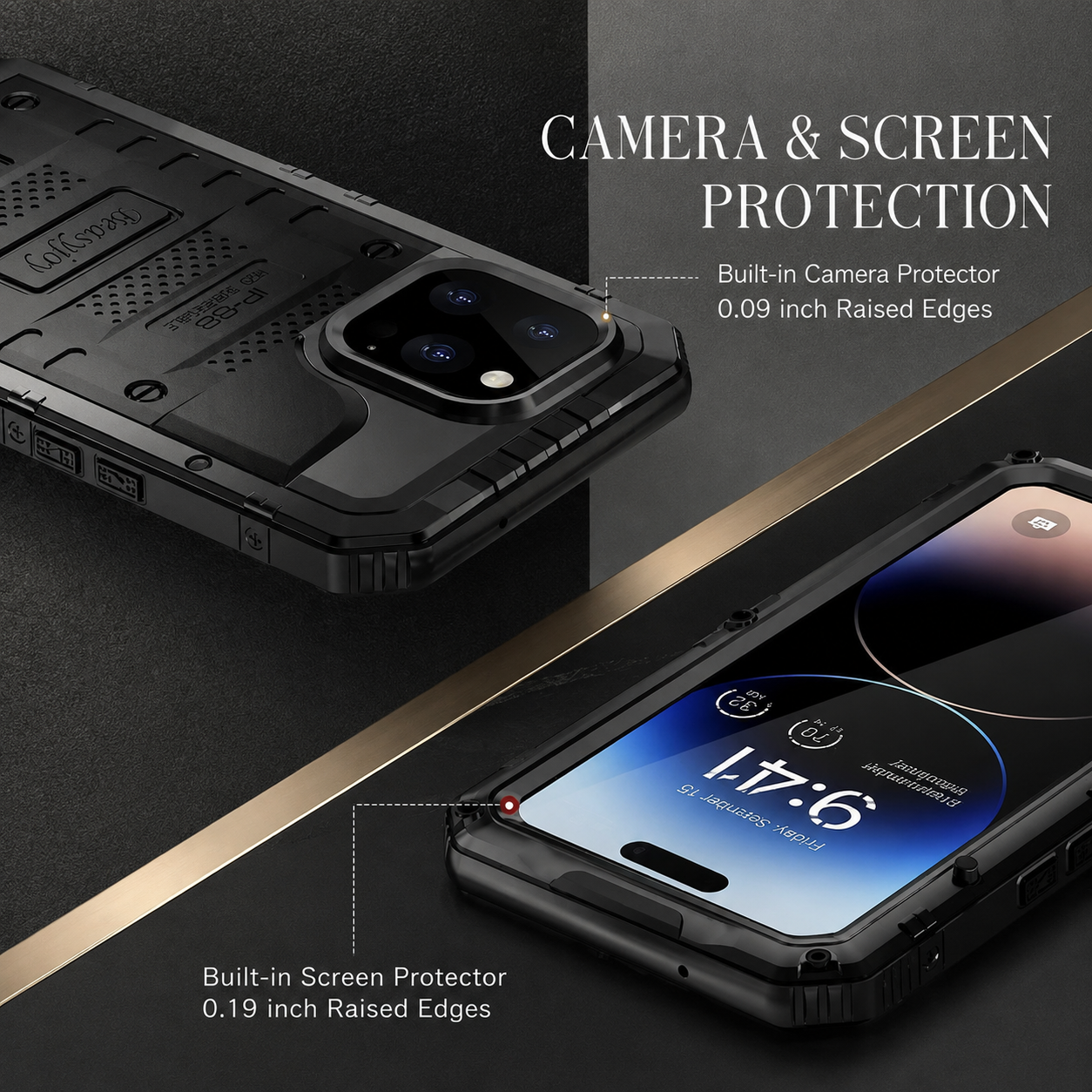 Premium Luxury iPhone Case MagSafe Compatible IP68 Waterproof Aluminum Armor Cover Shockproof Full Body Protection Camera Lens Guard Rugged Design Finish