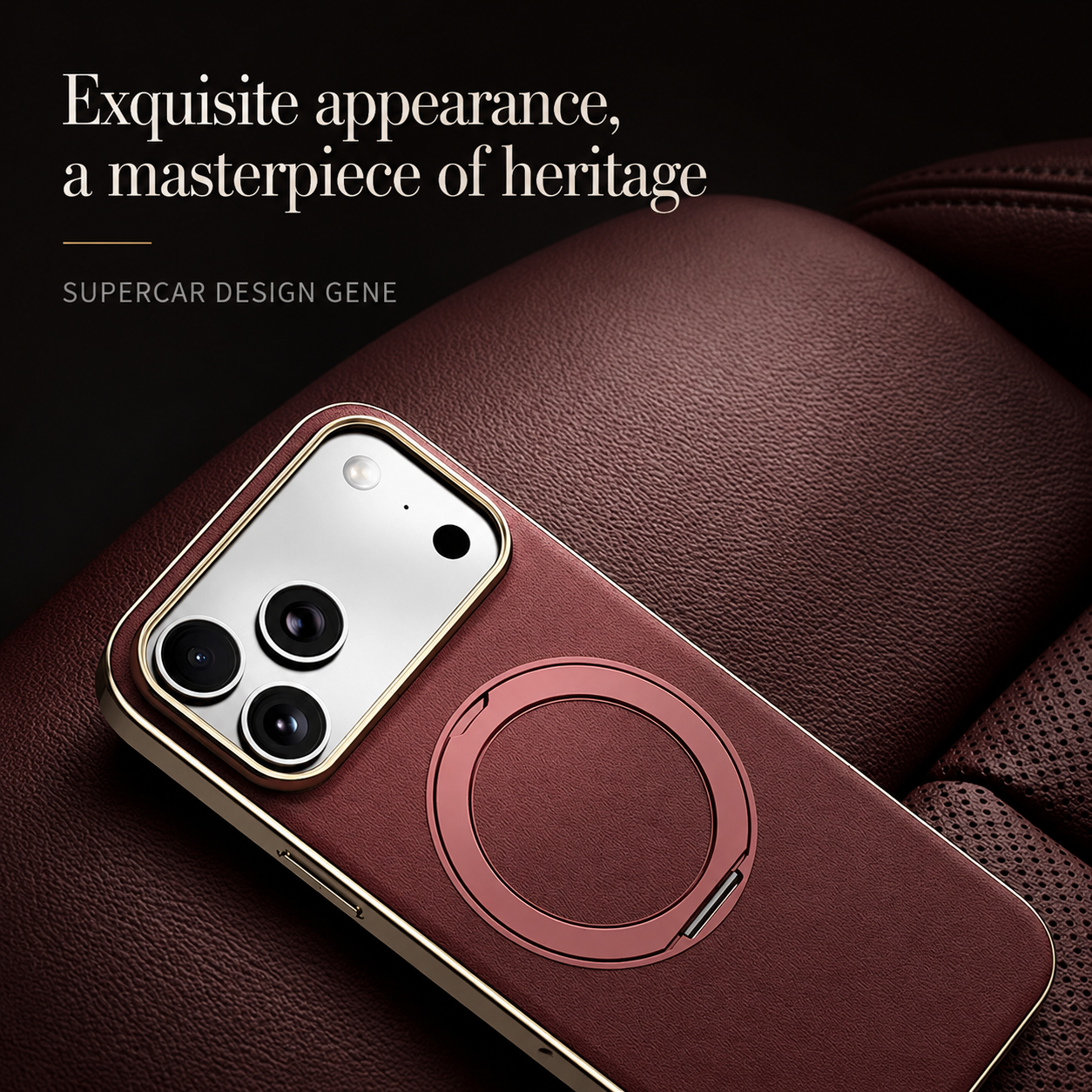 Premium Luxury iPhone Case MagSafe Compatible Leather Ring Holder Cover Lens Protection Shockproof Slim Back Protective Durable Design Finish