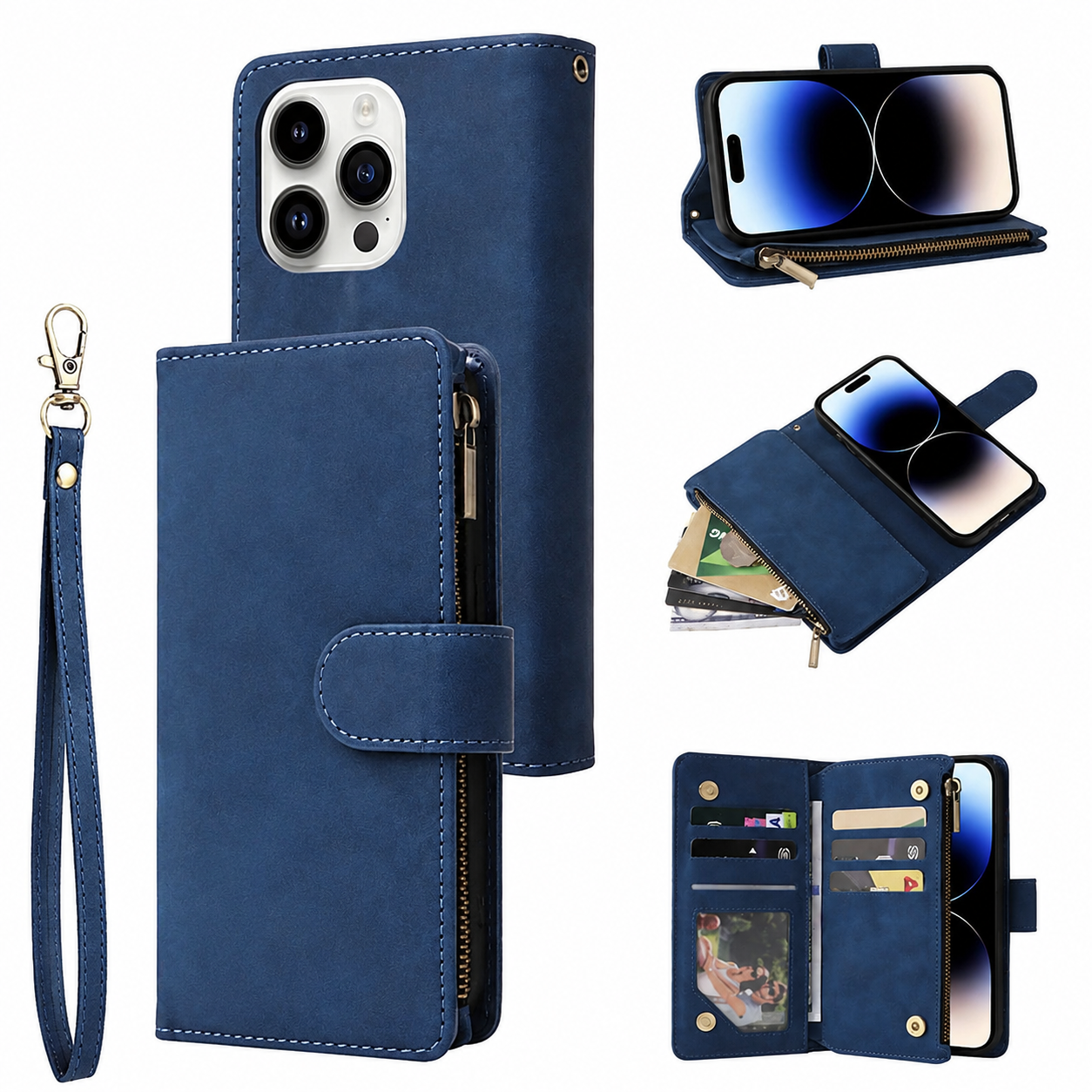 Premium Luxury iPhone Case MagSafe Compatible Leather Wallet Cover Card Holder Magnetic Closure Shockproof Camera Protection Slim Design Finish