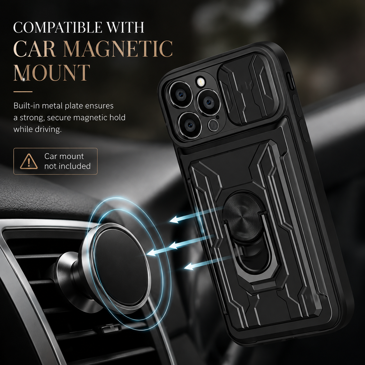 Premium Luxury iPhone Case MagSafe Compatible Liquid Silicone Cover Card Holder Ring Stand Shockproof Camera Protection Slim Design Finish