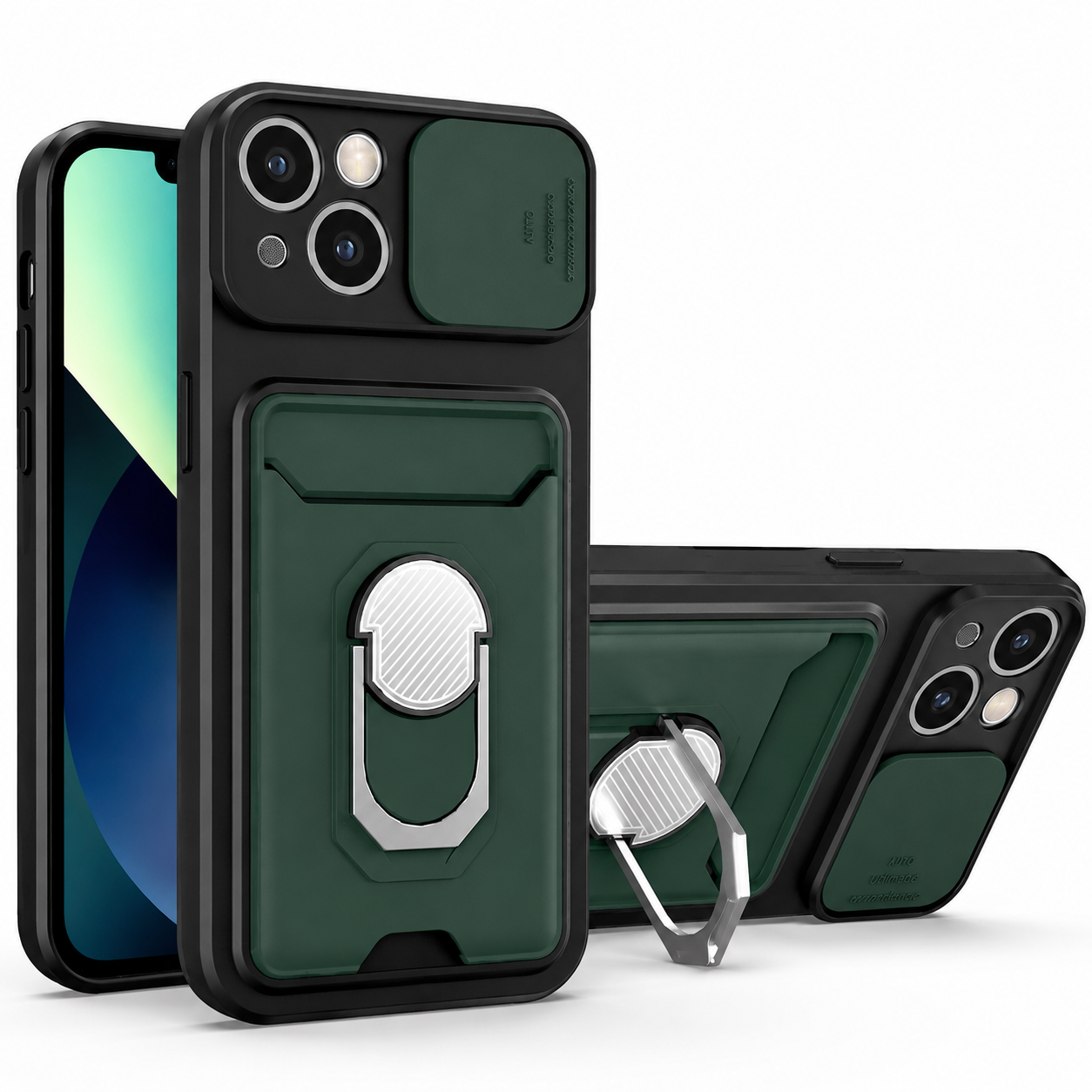 Premium Luxury iPhone Case MagSafe Compatible Liquid Silicone Cover Card Holder Ring Stand Shockproof Camera Protection Slim Design Finish