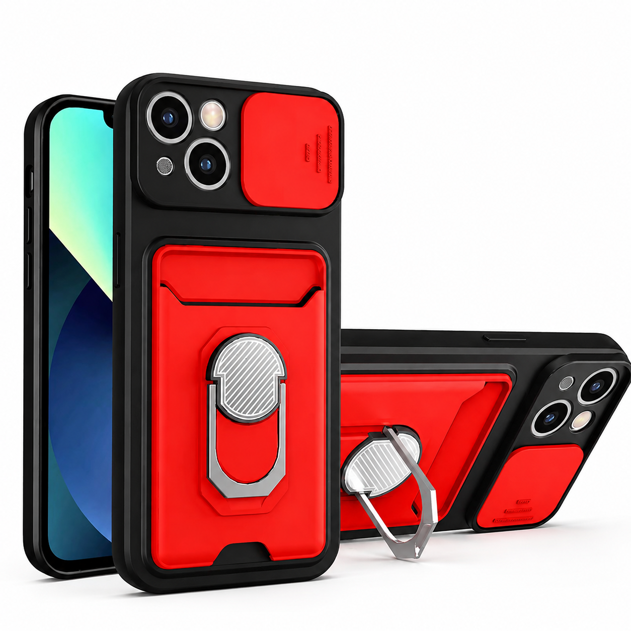 Premium Luxury iPhone Case MagSafe Compatible Liquid Silicone Cover Card Holder Ring Stand Shockproof Camera Protection Slim Design Finish