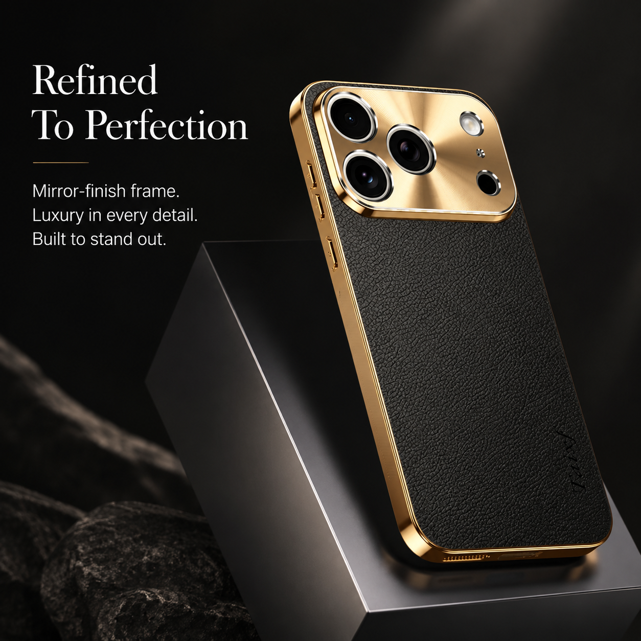 Premium Luxury iPhone Case MagSafe Compatible Lychee Texture Leather Cover Electroplated Frame Shockproof Camera Protection Full Coverage Slim Design Finish