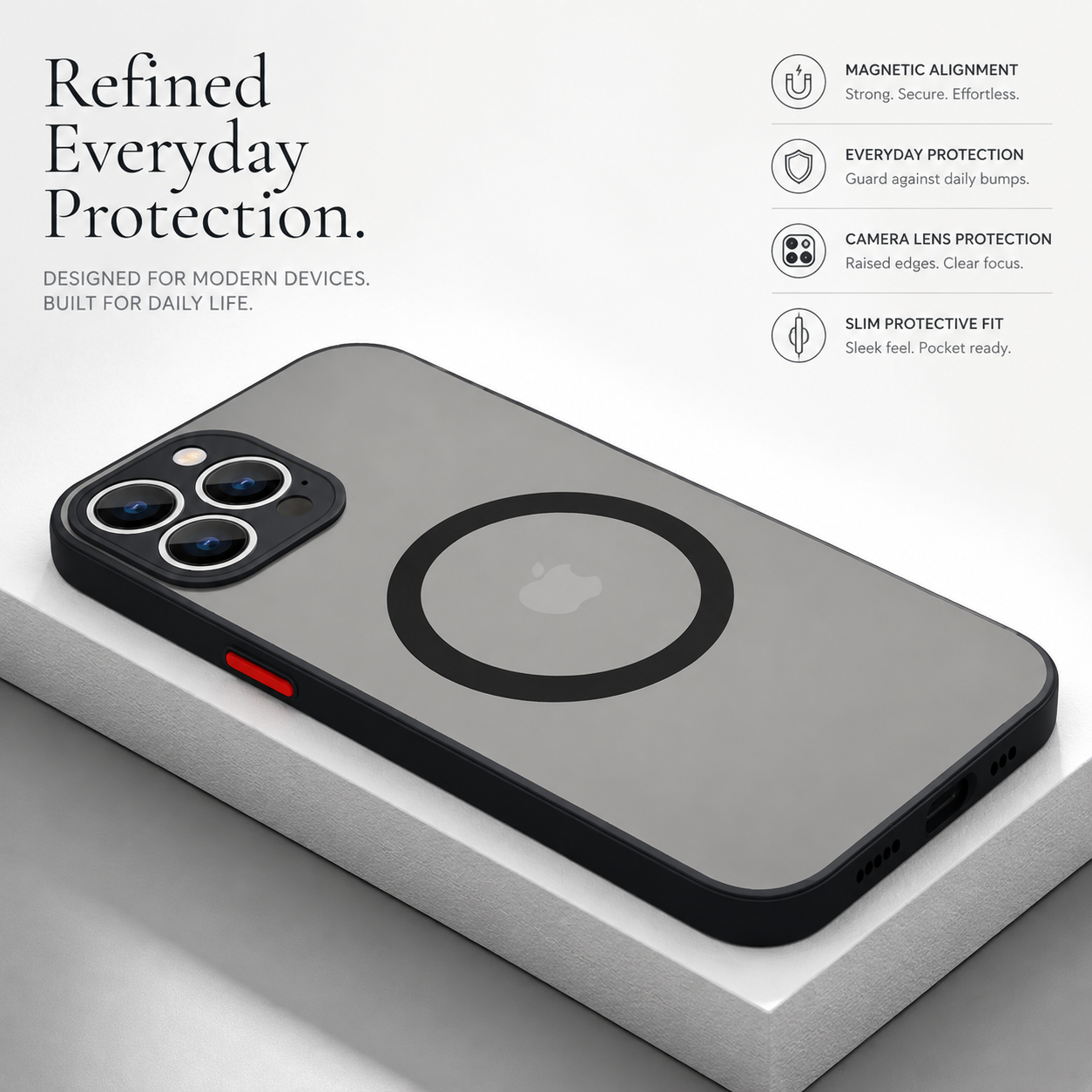Premium Luxury iPhone Case MagSafe Compatible Matte Magnetic Cover Shockproof Camera Lens Protection Slim Protective Durable Design Finish Style