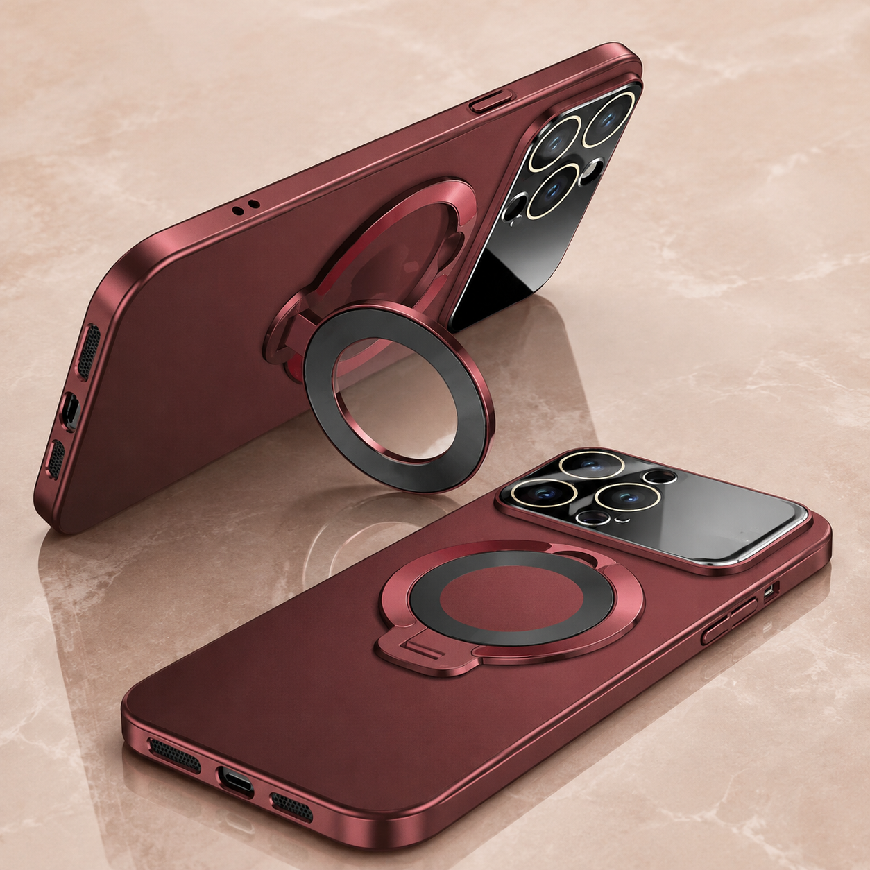 Premium Luxury iPhone Case MagSafe Compatible Matte Ring Stand Cover Hard PC Shockproof Camera Protection Ultra Thin Slim Durable Design Finish
