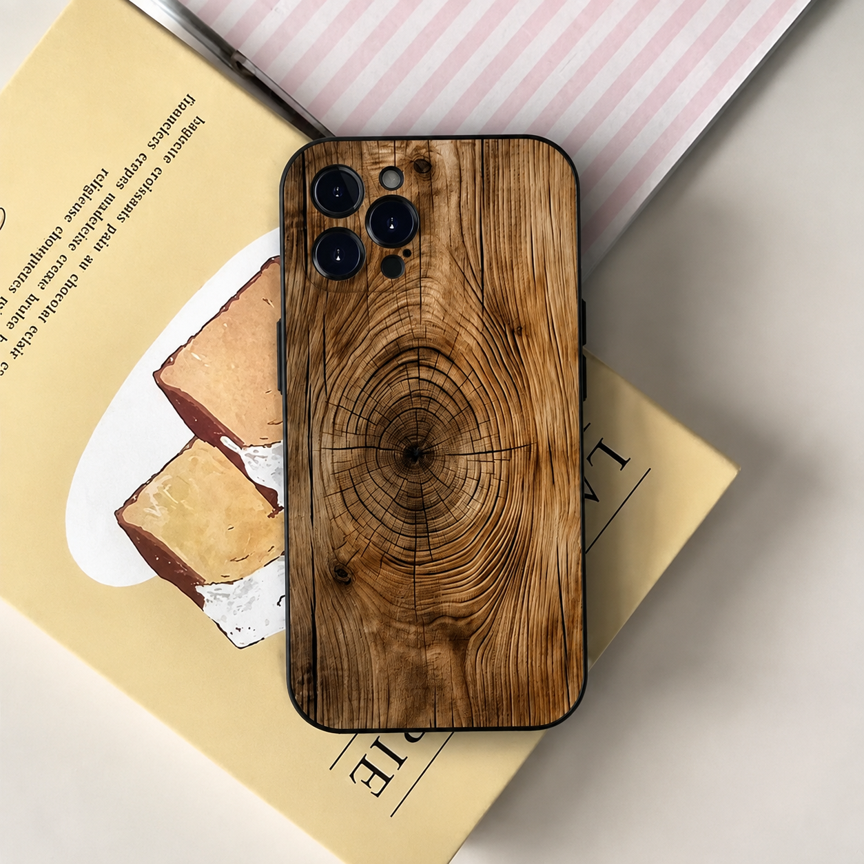 Premium Luxury iPhone Case MagSafe Compatible Natural Wood Back Cover TPU Bumper Shockproof Camera Protection Ultra Thin Slim Design Finish