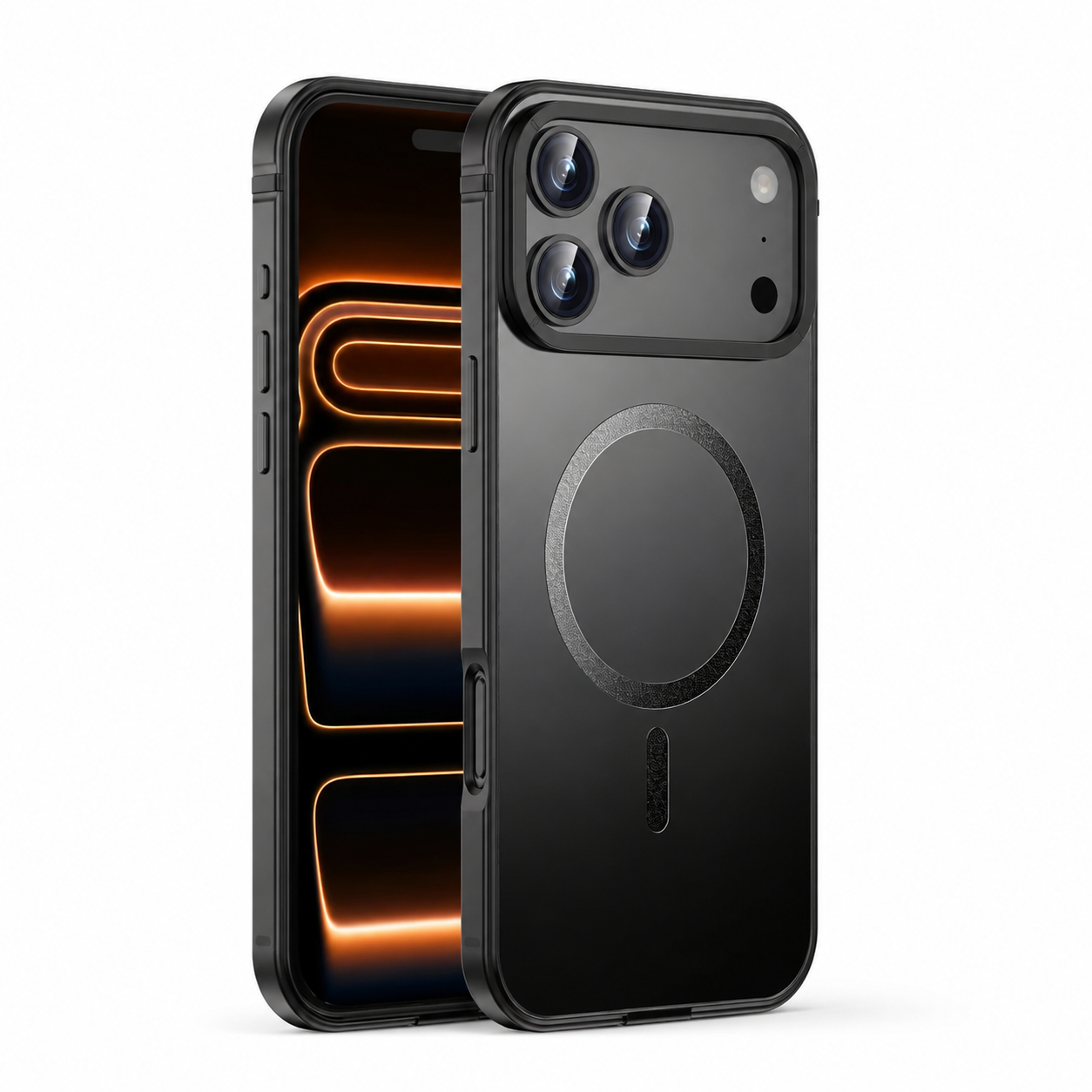 Premium Luxury iPhone Case MagSafe Compatible Orange Aluminum Alloy Cover Magnetic Glass Camera Protection Shockproof Matte Anti Scratch Durable Design