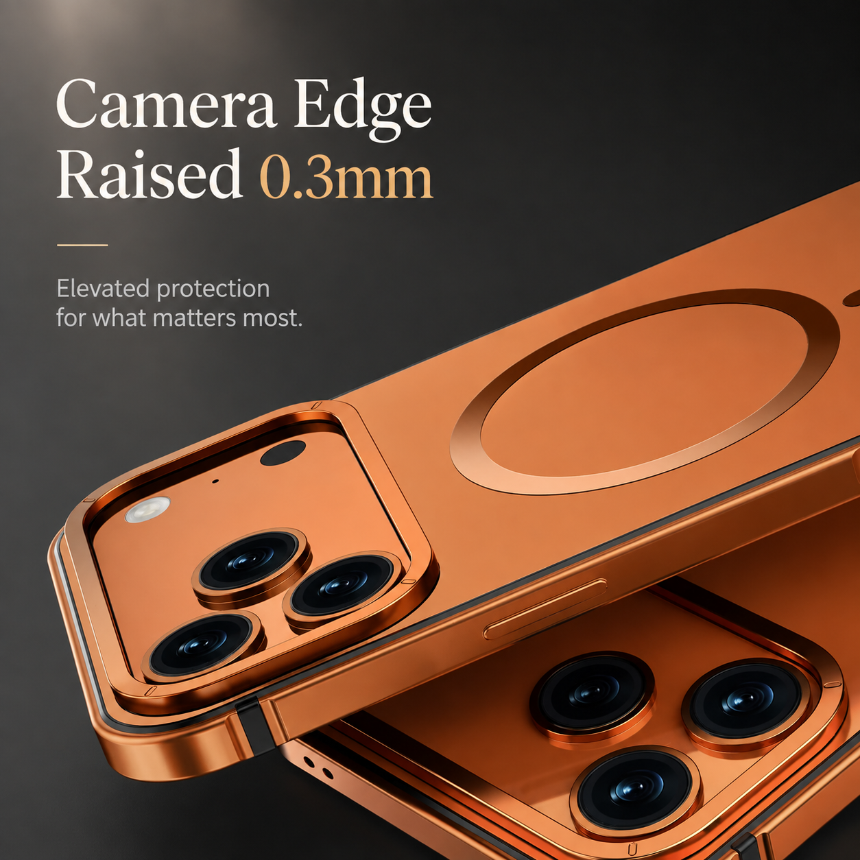 Premium Luxury iPhone Case MagSafe Compatible Orange Aluminum Alloy Cover Magnetic Glass Camera Protection Shockproof Matte Anti Scratch Protective Durable Design