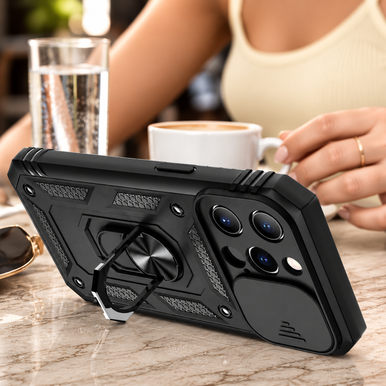 Premium Luxury iPhone Case MagSafe Compatible Rugged Armor Cover Kickstand Card Holder Shockproof 360 Protection Camera Lens Durable Design Finish