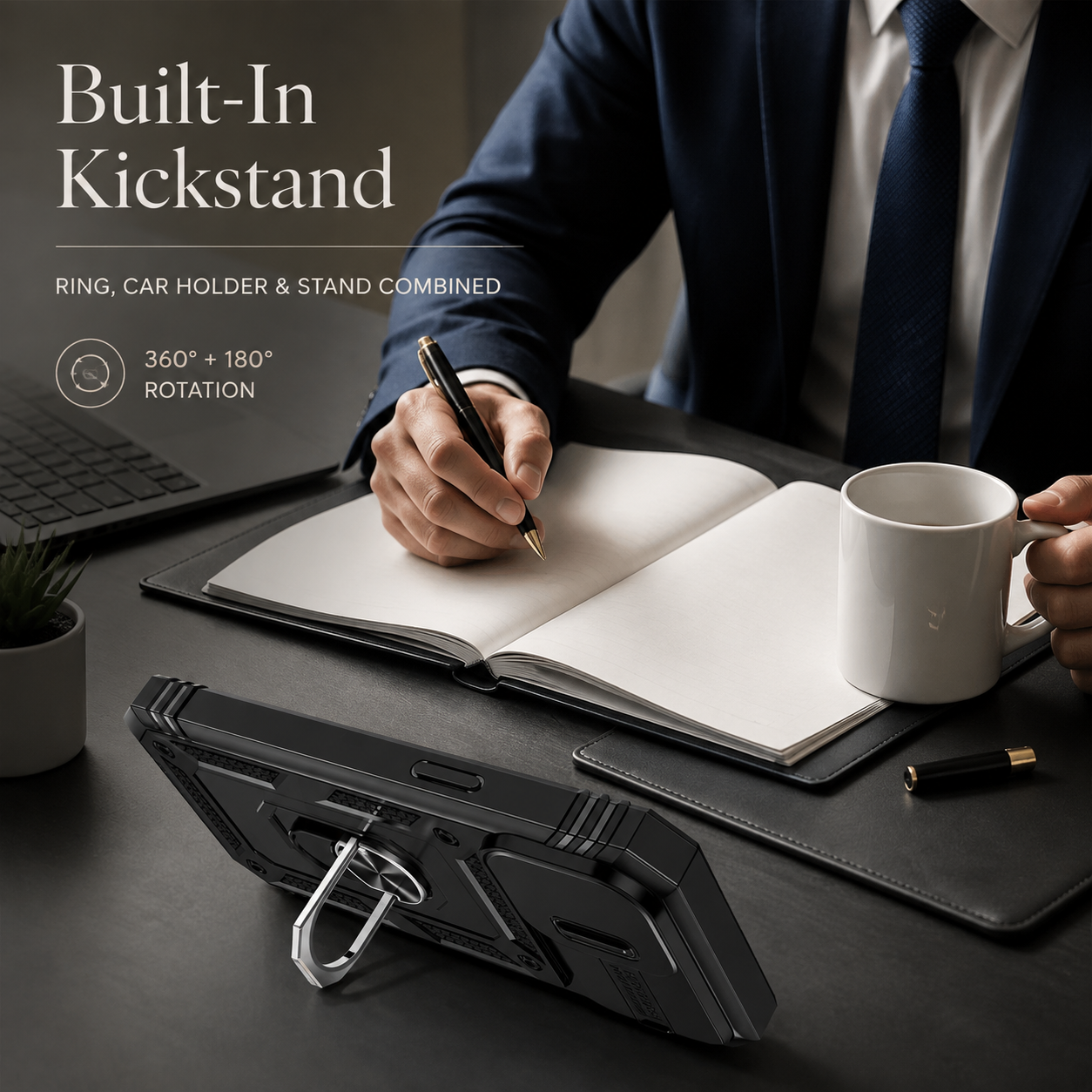 Premium Luxury iPhone Case MagSafe Compatible Rugged Armor Cover Kickstand Card Holder Shockproof 360 Protection Camera Lens Durable Design Finish