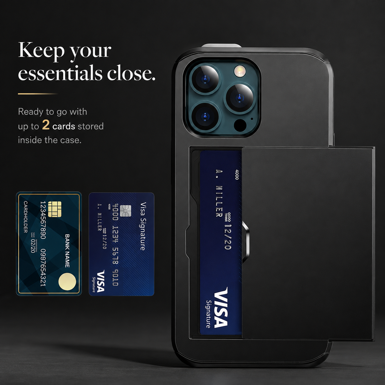 Premium Luxury iPhone Case MagSafe Compatible Slider Wallet Cover Card Holder Dual Layer PC TPU Shockproof Camera Protection Slim Design Finish