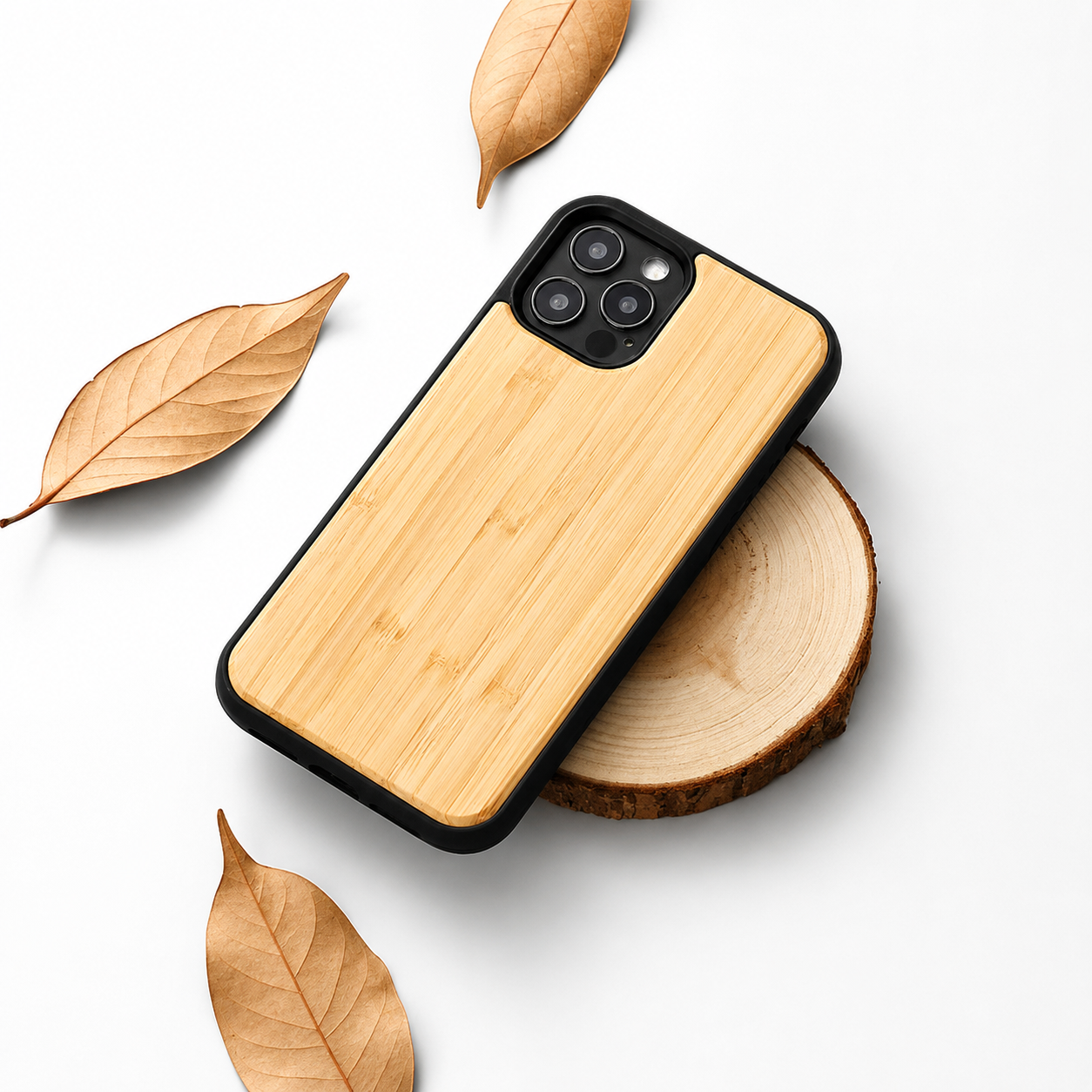 Premium Luxury iPhone Case MagSafe Compatible Solid Bamboo Wood Cover Hard Back Shockproof Camera Protection Slim Natural Design Finish