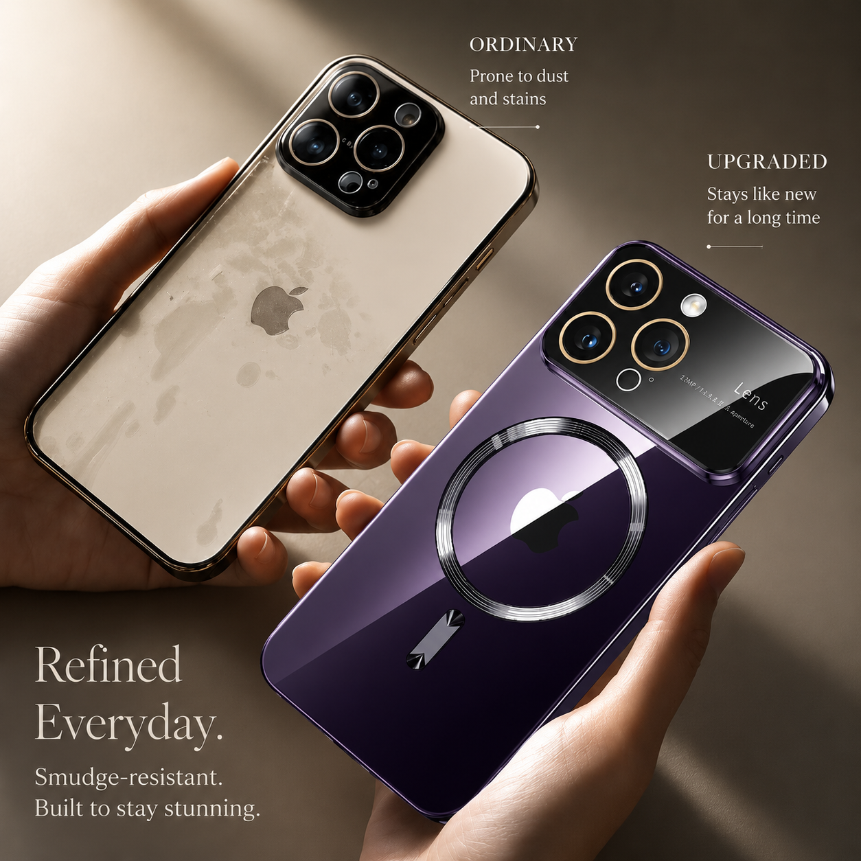 Premium Luxury iPhone Case MagSafe Compatible Transparent Tempered Glass Cover Silicone Bumper Shockproof Camera Lens Protection Ultra Thin Durable Design Finish