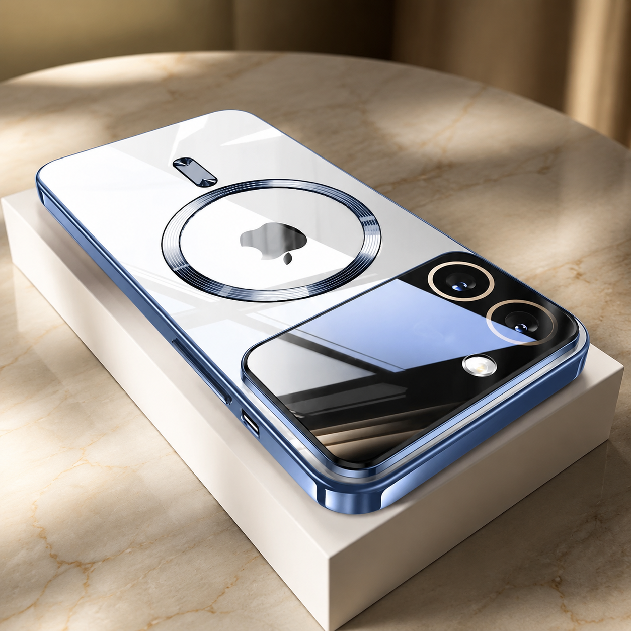 Premium Luxury iPhone Case MagSafe Compatible Transparent Tempered Glass Cover Silicone Bumper Shockproof Camera Lens Protection Ultra Thin Durable Design Finish