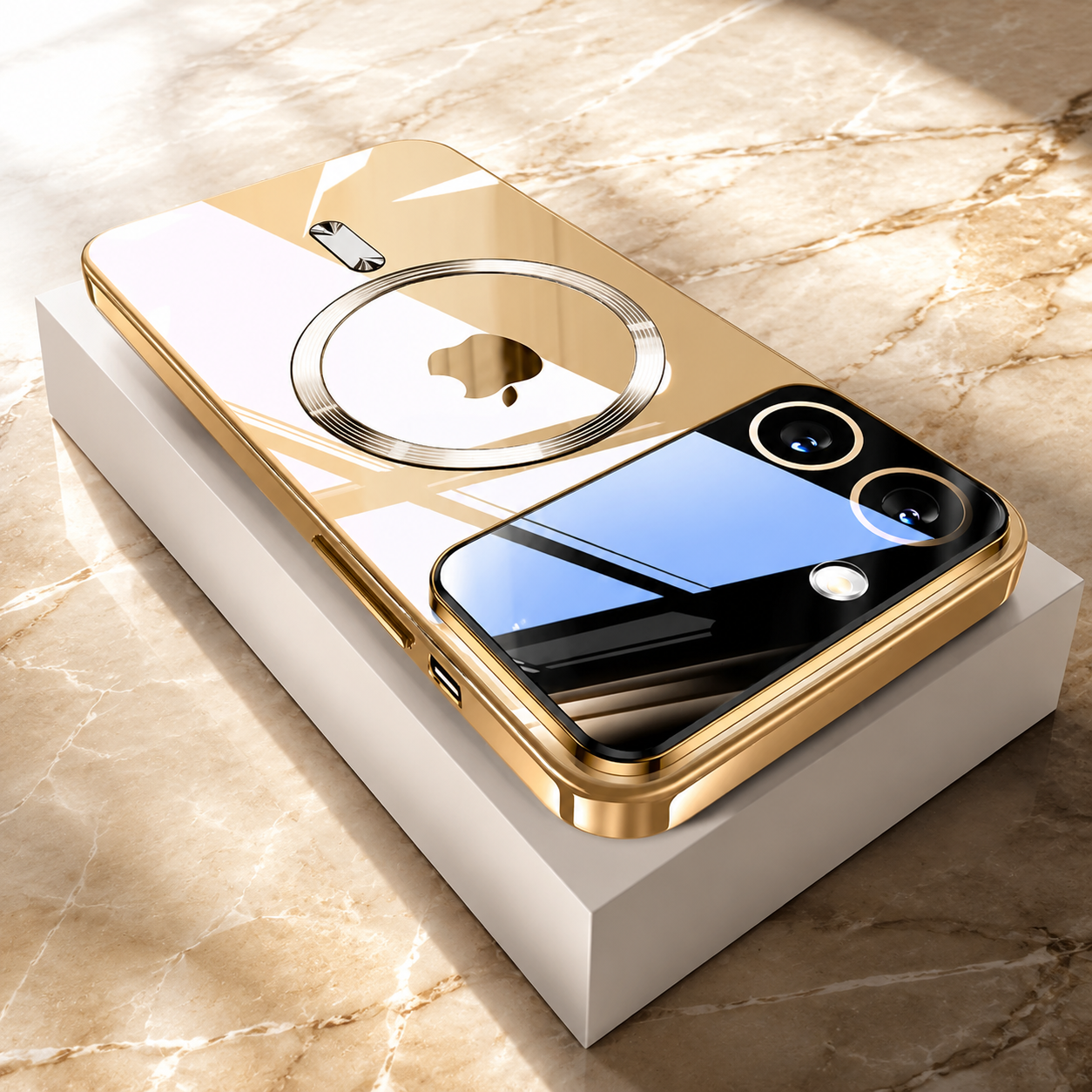 Premium Luxury iPhone Case MagSafe Compatible Transparent Tempered Glass Cover Silicone Bumper Shockproof Camera Lens Protection Ultra Thin Durable Design Finish