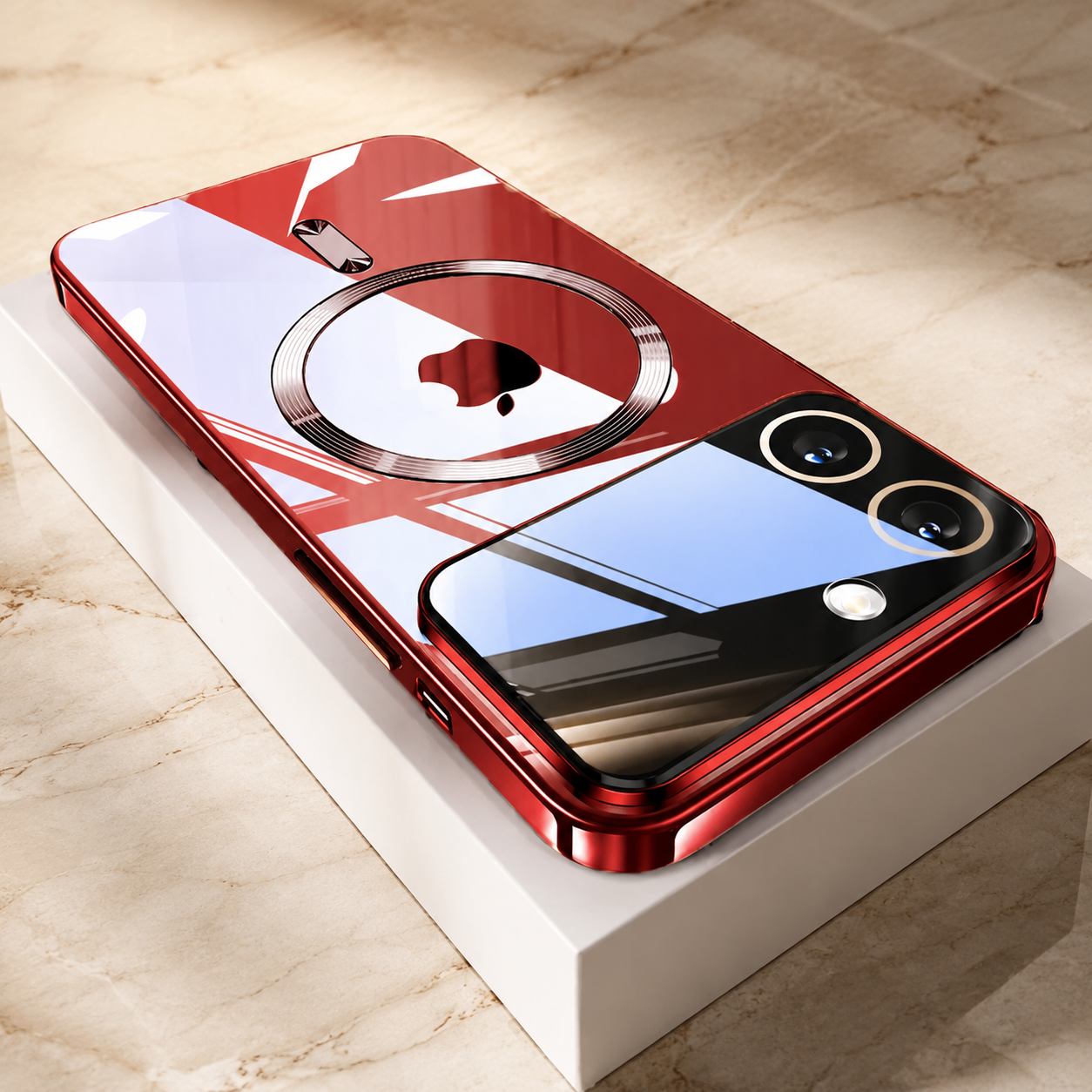 Premium Luxury iPhone Case MagSafe Compatible Transparent Tempered Glass Cover Silicone Bumper Shockproof Camera Lens Protection Ultra Thin Durable Design Finish