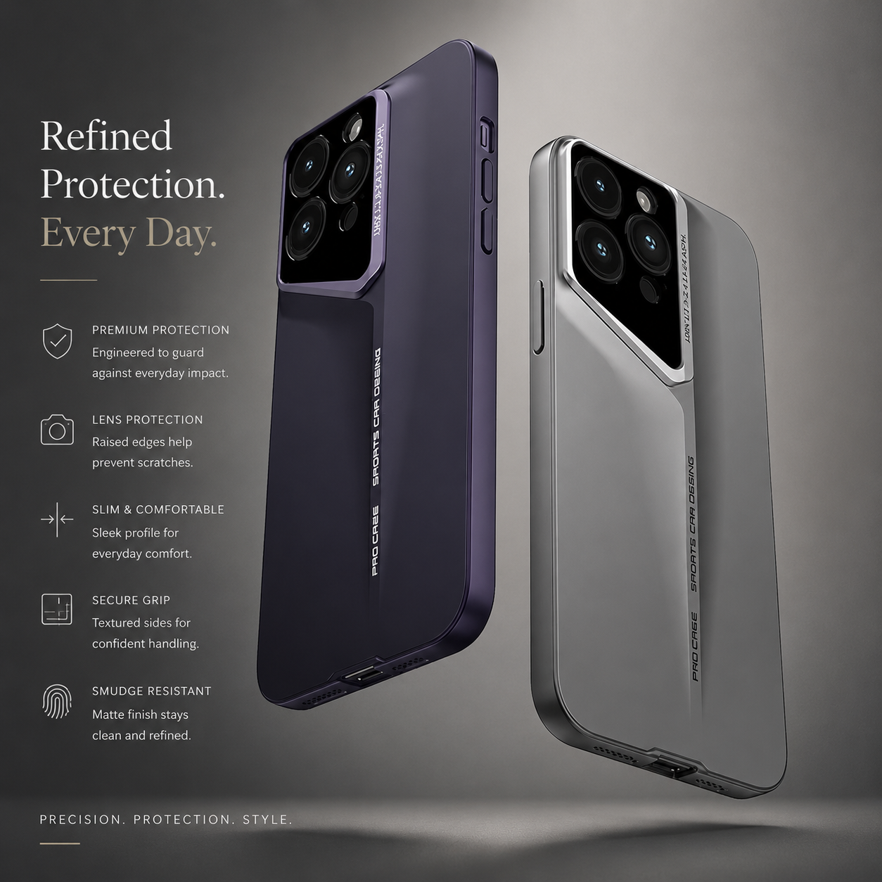 Premium Luxury iPhone Case MagSafe Compatible Ultra Thin Matte Blade Texture Hard PC Cover Frosted Lens Protection Shockproof Lightweight Protective Design