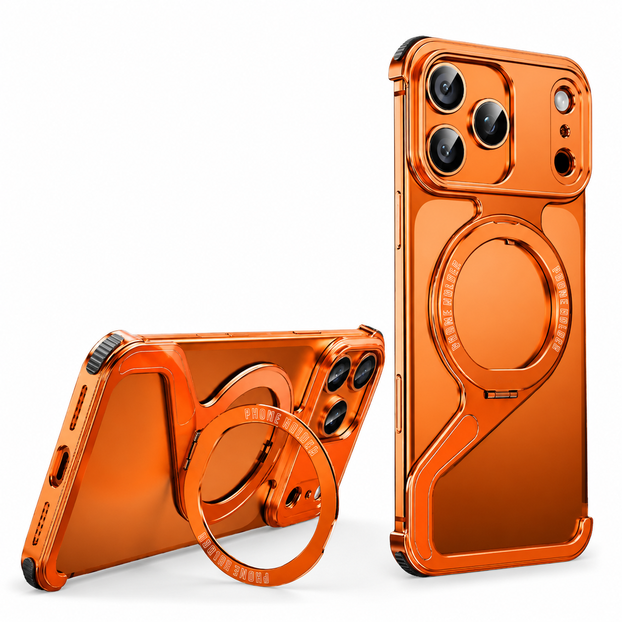 Premium Luxury iPhone Case MagSafe Compatible Z Shape Aluminum Alloy Frameless Cover Metal Shockproof Slim Minimal Protective Durable Design