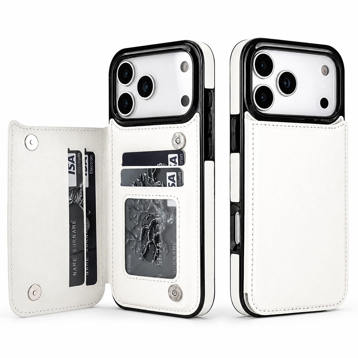 Premium Luxury iPhone Case Magnetic Flip Wallet Cover Faux Leather Card Holder Kickstand Shockproof Full Body Camera Protection Slim Design Finish