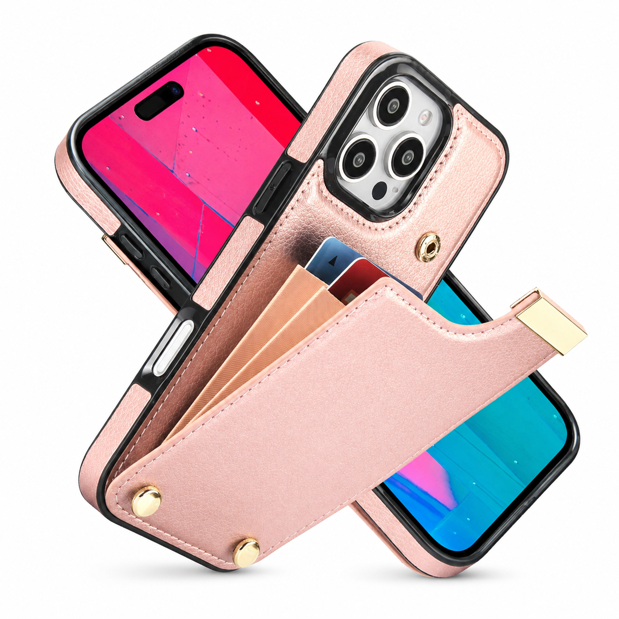 Premium Luxury iPhone Case PU Leather Wallet Flip Cover Card Holder Secure Pocket Magnetic Closure Shockproof Full Body Protection Slim Design Finish