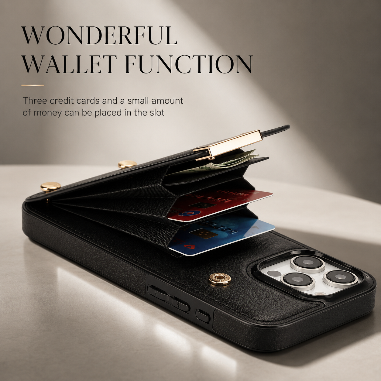 Premium Luxury iPhone Case PU Leather Wallet Flip Cover Card Holder Secure Pocket Magnetic Closure Shockproof Full Body Protection Slim Design Finish